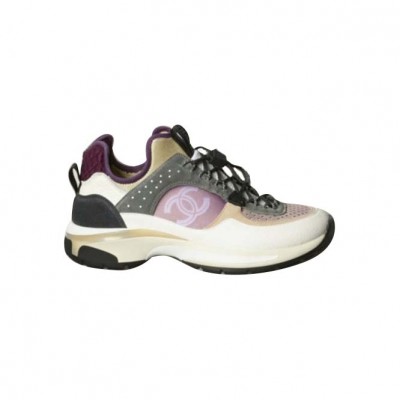 CHANEL SNEAKERS 		FABRIC, SUEDE CALFSKIN, MESH & FABRIC			WHITE, GRAY, PURPLE G39488 Y56142 K4944