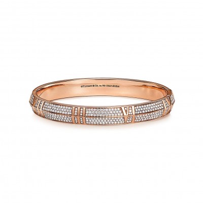 TIFFANY&CO. ATLAS® X CLOSED WIDE HINGED BANGLE IN ROSE GOLD WITH PAVÉ DIAMONDS 68174414