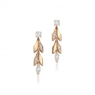TIFFANY VICTORIA® VINE CONVERTIBLE DROP EARRINGS IN YELLOW GOLD WITH DIAMONDS