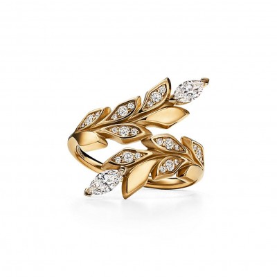 TIFFANY VICTORIA® VINE BYPASS RING IN YELLOW GOLD WITH DIAMONDS