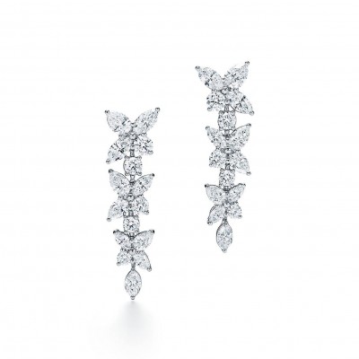 TIFFANY VICTORIA® MIXED CLUSTER DROP EARRINGS