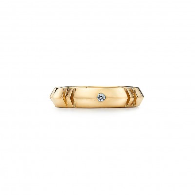 TIFFANY&CO. ATLAS® X CLOSED NARROW RING IN YELLOW GOLD WITH DIAMONDS, 4.5 MM WIDE 67786602 