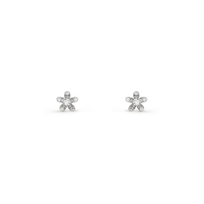 VAN CLEEF ARPELS SOCRATE EARSTUDS, 1 FLOWER - WHITE GOLD, DIAMOND  VCARG44100